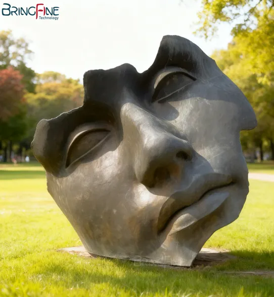 Abstract Bronze Face Sculpture