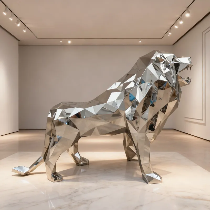Sculpture Stainless Steel Lion