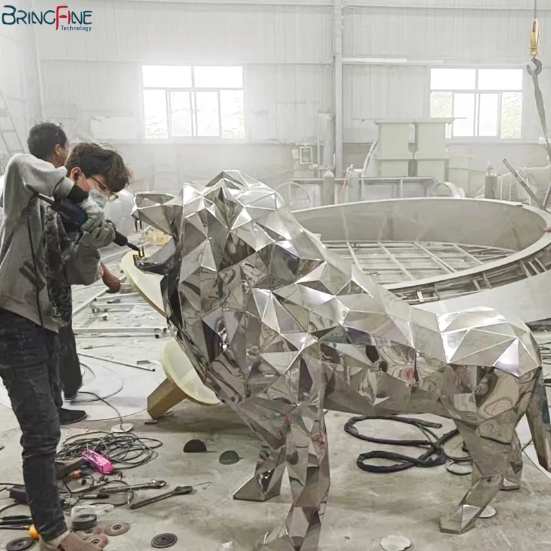 Sculpture Stainless Steel Lion